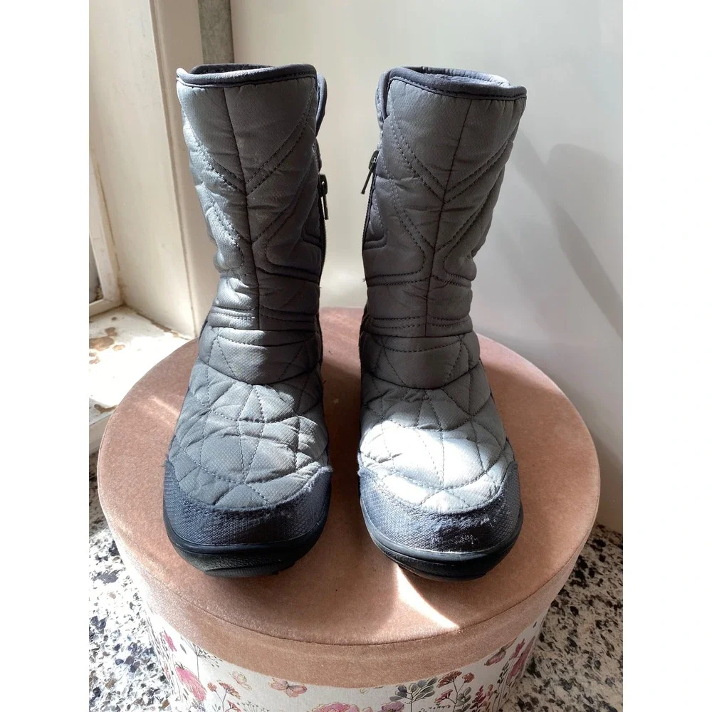 Columbia Minx Mid III Kids 4 Gray Exc Waterproof Omni-Heat Boots Winter Utility